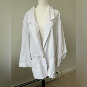 Vintage White One Button Blazer with Rolled Sleeves